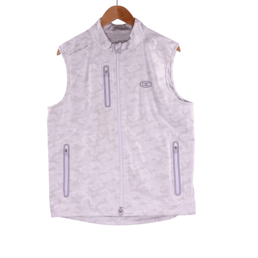 Peter Millar White Light Gray Camo Golf Vest